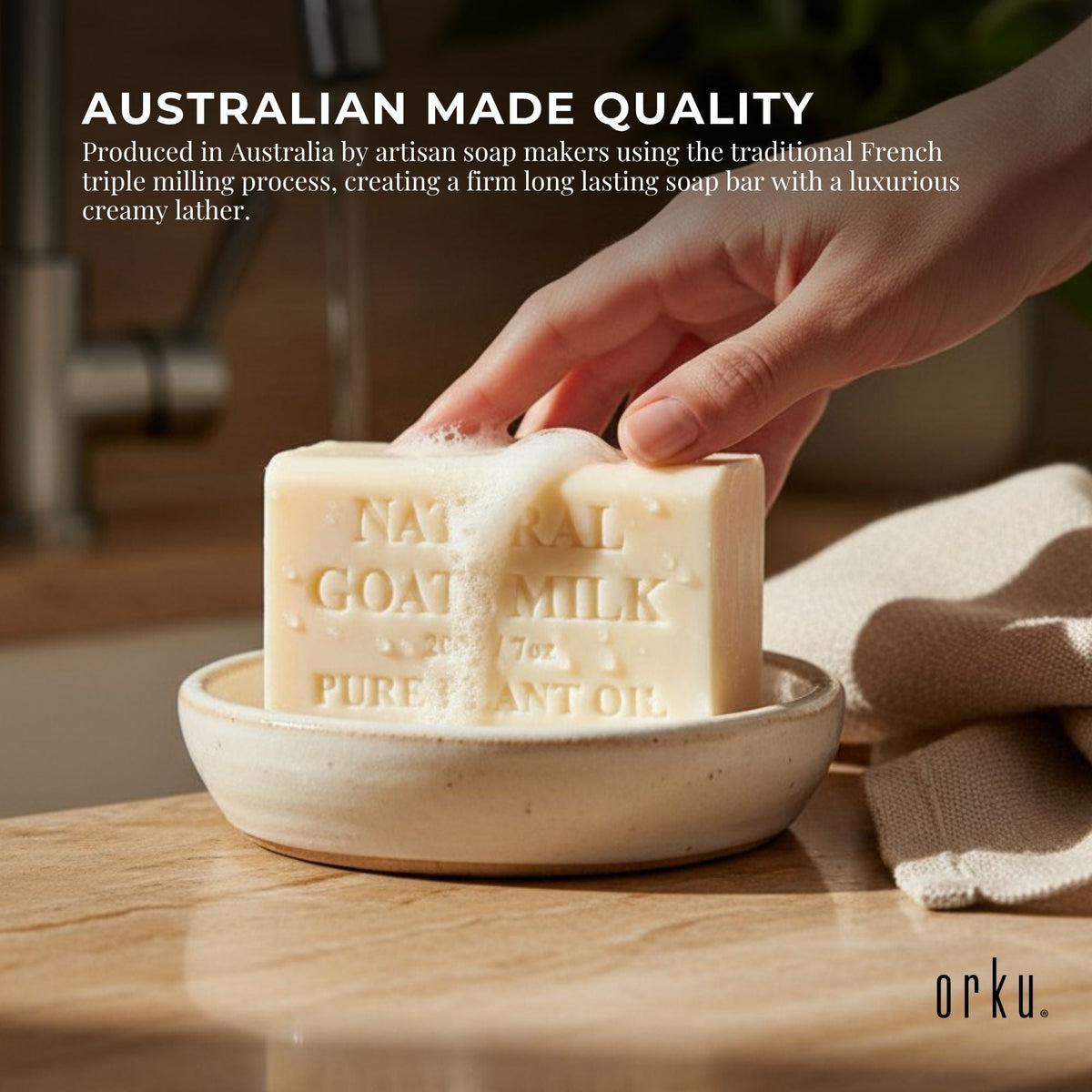 Orku 2 x 200g Goat Milk Soap Bars Natural Creamy Scent Australian Made